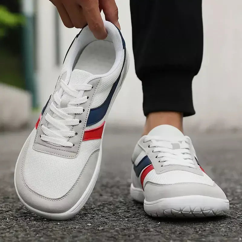 Novo dedo do pé largo sapatos masculinos casuais versátil sola macia ampla última sapatos tênis de caminhada malha respirável confortável sapatos descalços