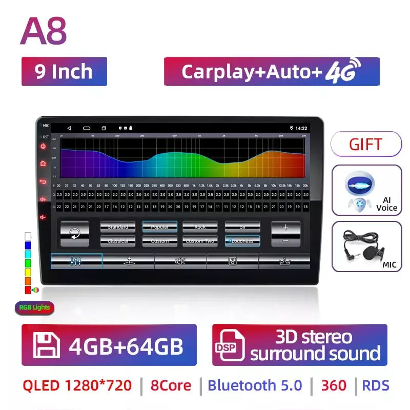 Android 13 2 din rádio do carro carpla auto 7 9 10 13.1 Polegada universal wifi gps áudio reprodutor multimídia para nissan toyota kia honda