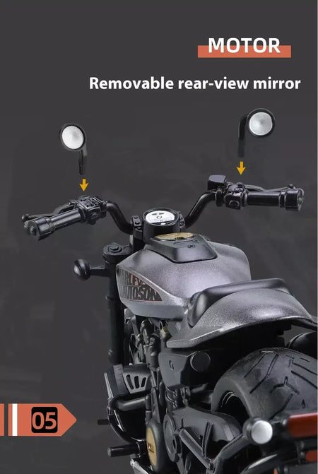 Simulação 1/12 davidson SPORTSTER-S motocicleta de liga off-road, ornamentos de modelo para crianças brinquedos para meninos presentes de feriado