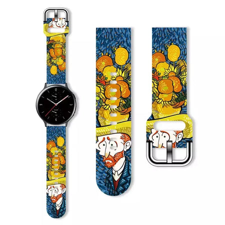 Pulseira impressa série van gogh de 20mm para samsung galaxy watch 7/6/5 40mm 44mm pulseira substituível para xiaomi huawei amazfit