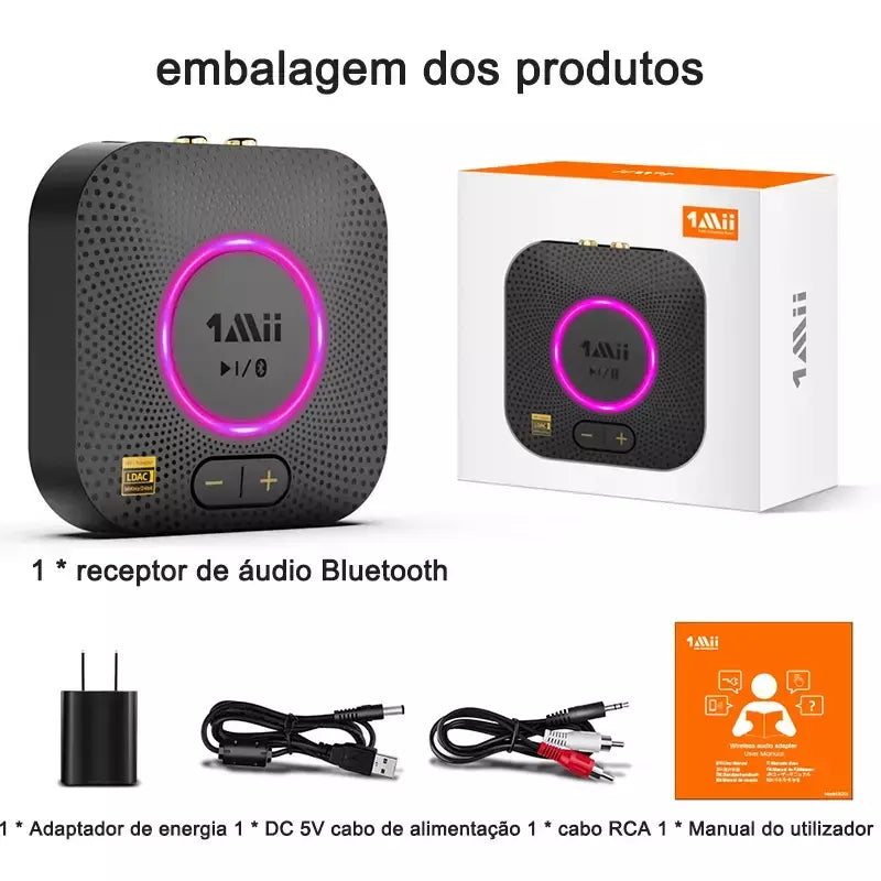 1Mii B06S+ Receptor Bluetooth 5.2, adaptador de áudio HiFi com LDAC Aptx HD&LL, áudio de alta resolução de longo alcance com controle de volume
