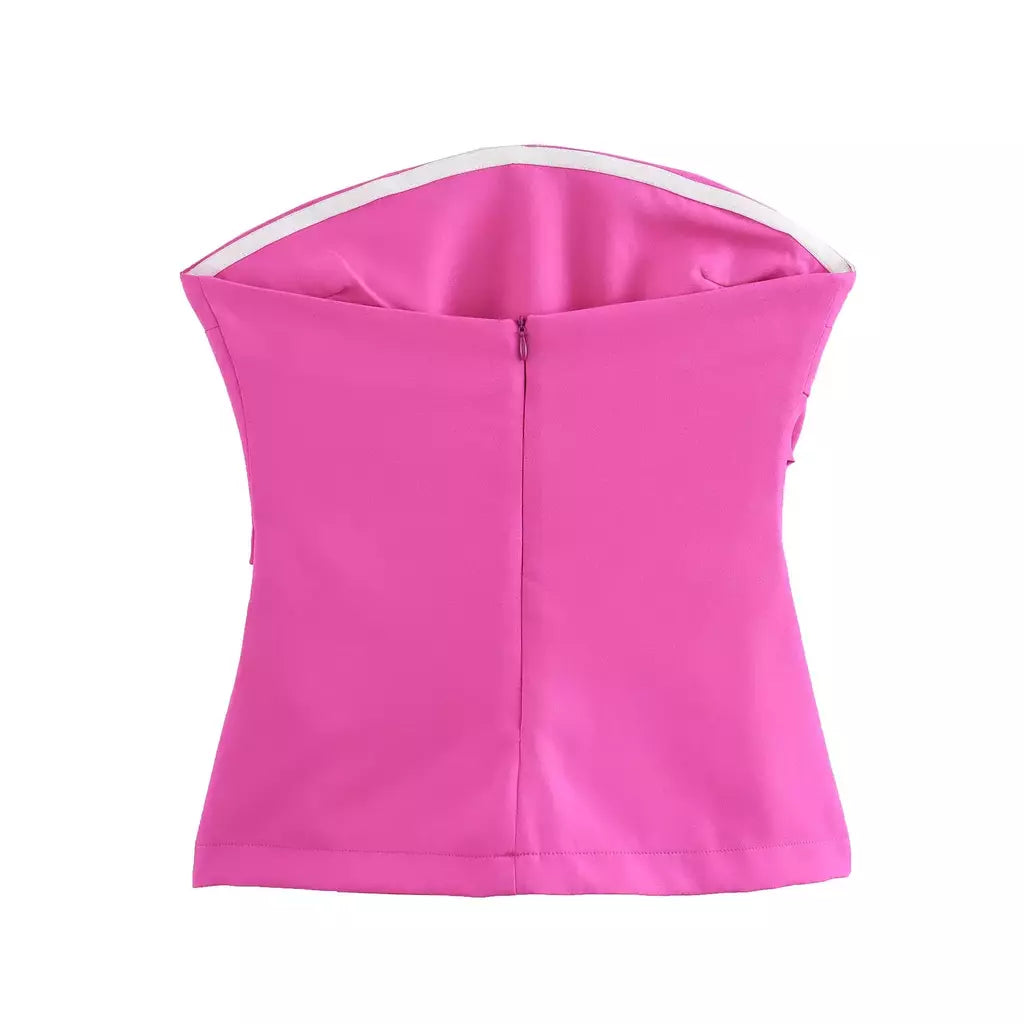 TRAF-Blusa sem mangas sem alças para mulheres, tops femininos, zíper traseiro, roupas de rua, tanque chique, moda verão, nova
