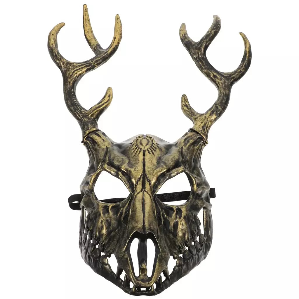 Máscara de antler halloween cosplay máscara animal máscara realista com chifres para festa de máscaras confortável veado traje máscara prop