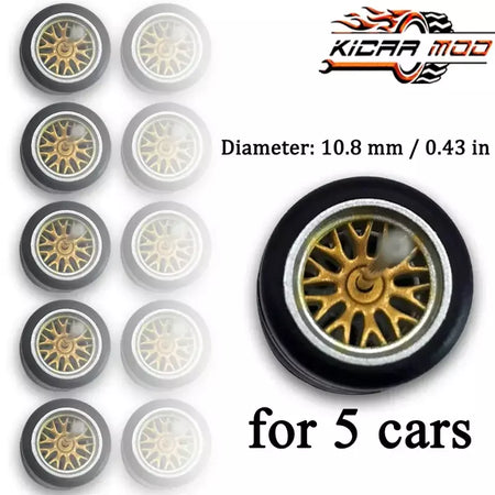 Rodas com pneus de borracha fixos, ramos falou para Toy Model Diecast carros, recusando peças para hotwheels (5 conjuntos para 5 carros), 1: 64