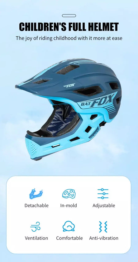 Batfox crianças rosto cheio capacete da bicicleta destacável downhill crianças ciclismo motocicleta skate esportes corrida capacete de bicicleta