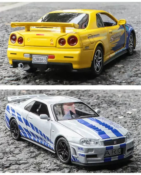 1:32 gtr r34 skyline simulação de liga rápida modelo de carro diecasts & veículos de brinquedo e carros furiosos decoração brinquedos para crianças menino