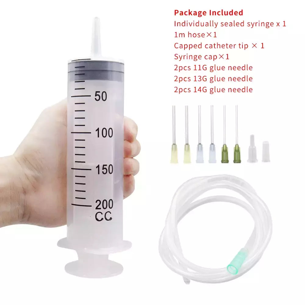 Seringas grandes de 100-550ml com tubo para seringas de plástico líquido com tampa de ponta para distribuição de cola, rega, recarga, alimentação