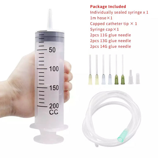 Seringas grandes de 100-550ml com tubo para seringas de plástico líquido com tampa de ponta para distribuição de cola, rega, recarga, alimentação