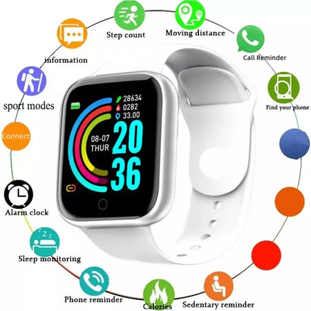 Relógio masculino eletrônico pulseira de fitness smartwatch relógio inteligente y68 d20 monitor sono presente para ios android smartphones despertador