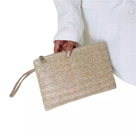 Fsafashion-bolsa de tecido palha para mulheres, bolsa casual para férias, bolsas com alça superior, bolsas de ombro retrô artesanais, moda feminina, 2024