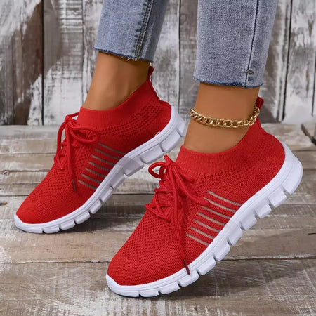 Tênis casual feminino, confortável e respirável, sapato de plataforma versátil com cordões, moda verão, 2024