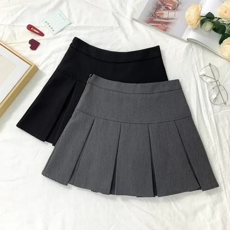 Mini vestido de cintura alta feminino, Cinza, Emagrecimento, Versátil, Anti-Exposição, Saia Linha A, Design, Sentido, Primavera, Outono, Novo, 2022