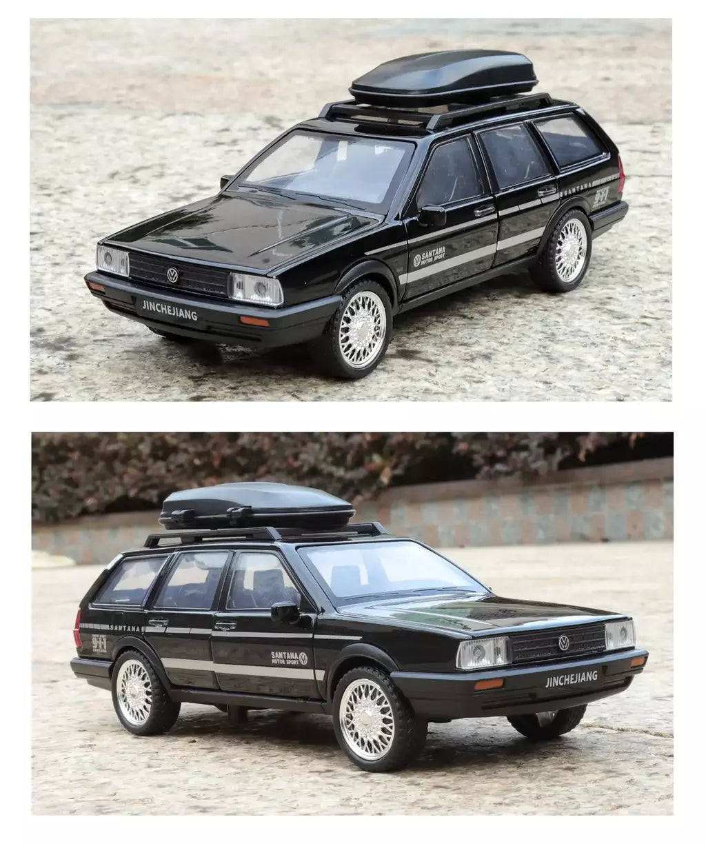 1:32 volkswagenwerk santana wagon liga de metal diecast modelo carro som & luz puxar para trás simulação clássica coleção hobby presente