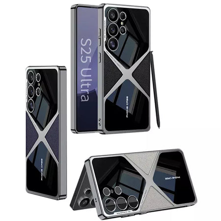 Moldura de alumínio com fecho magnético, capa traseira de plástico de metal para samsung galaxy s25 ultra s24 ultra s23 s22 s21, capa forte à prova de queda
