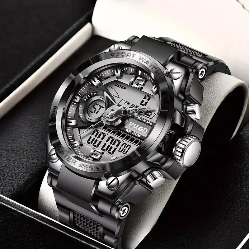 Relógio de pulso militar de aço digital masculino led relógio de quartzo relógio esportivo masculino grandes relógios masculinos