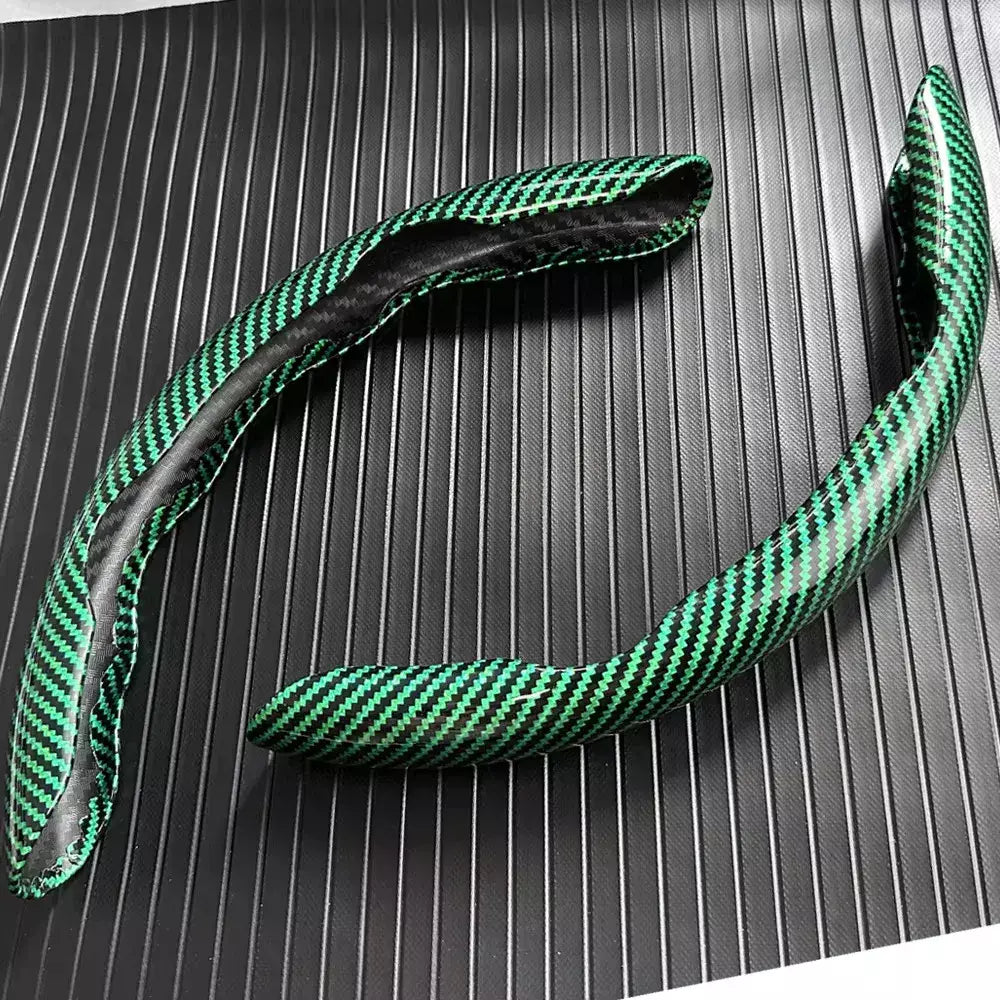 2 pçs laser de fibra de carbono silicone capa de volante do carro 1k micro fibra couro pvc roda impulsionador capa antiderrapante universal