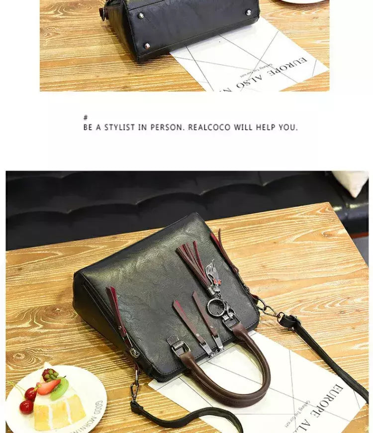 Bolsa de Ombro de Couro Retro para Mulheres, Bolsa Crossbody Messenger, Grande Capacidade, Bolsa Feminina, Designer de Luxo, Alta Qualidade