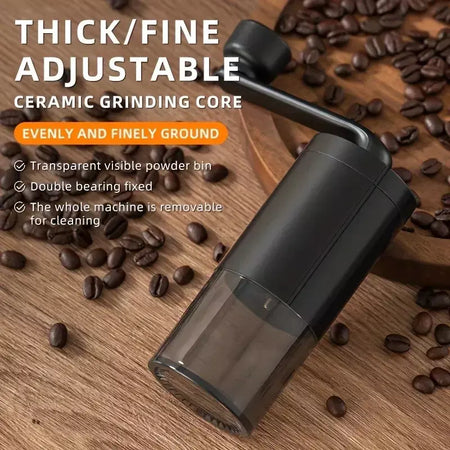 Moedor de café manual portátil, máquina manivela, moedor de feijão ajustável, viagem ao ar livre em casa, pequeno