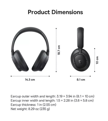 Baseus EH10 NC ANC Fones de ouvido sem fio 45dB Fones de ouvido híbridos adaptativos com cancelamento de ruído Hi-Res LDAC Fone de ouvido Bluetooth 6.0 80 horas