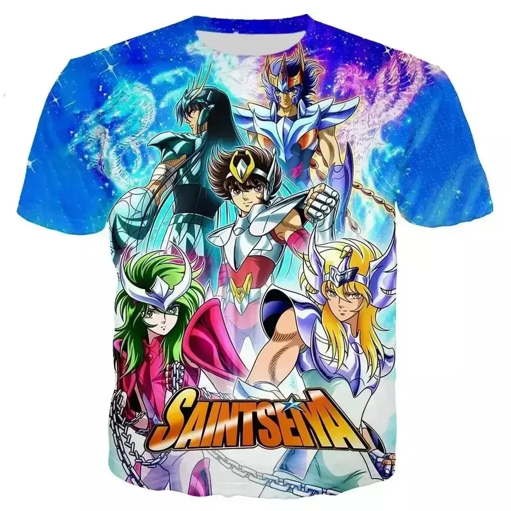 Saint seiya t camisa masculina moda camisetas crianças hip hop topos camisetas anime impressão 3d camiseta masculina de verão gráfico topos meninos t