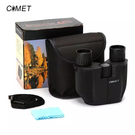 Comet binóculos 10x25 bolso de longo alcance hd telescópio dobrável compacto bak4 prisma binocular escopo óptico lente fmc para caça