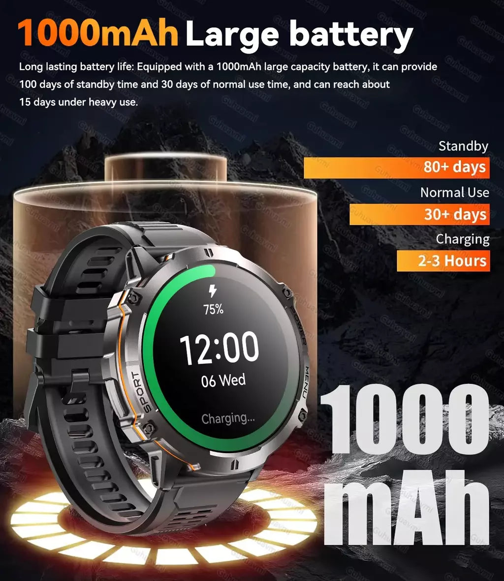 HOT T-REX3 Fitness Relógio Inteligente 1000mAh Grande Bateria Durável Bússola Altímetro 10ATM À Prova D 'Água BT Chamada 100 + Esportes Homens Pulseira
