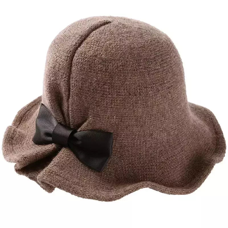Chapéu de lã de bowknot vintage feminino, Fedoras para senhoras, cúpula de feltro para casamento Igreja Jazz, boné feminino elegante, outono e inverno