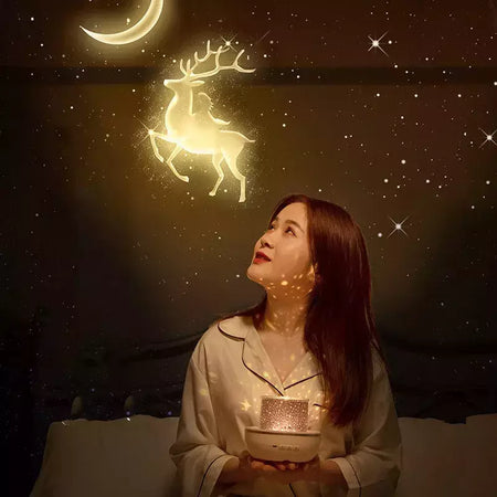 Luz noturna estrelada do projetor, céu giratório, lâmpada da lua, lâmpada da galáxia, decoração do quarto do repouso, luzes do Natal para miúdos, presente