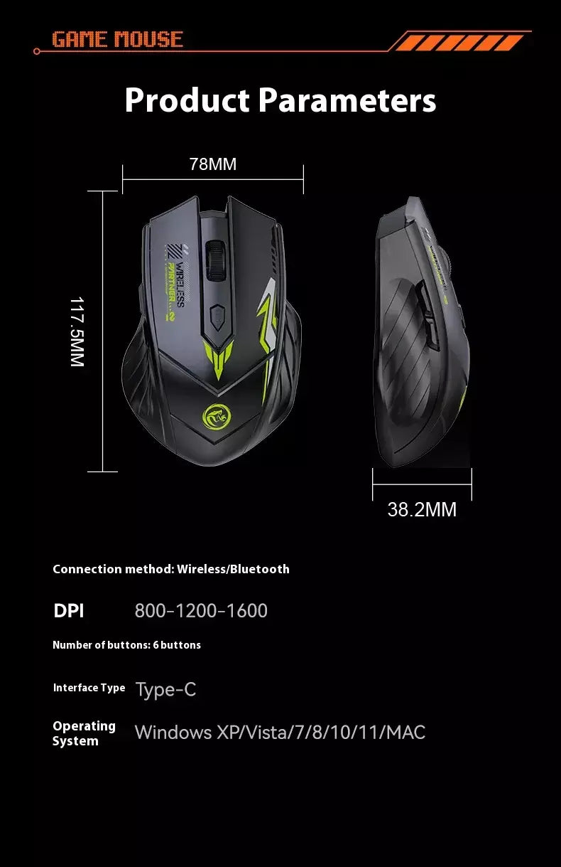 Obame 2025new silencioso bluetooth sem fio mouse recarregável display de nível da bateria para computador pc portátil escritório gaming mouse