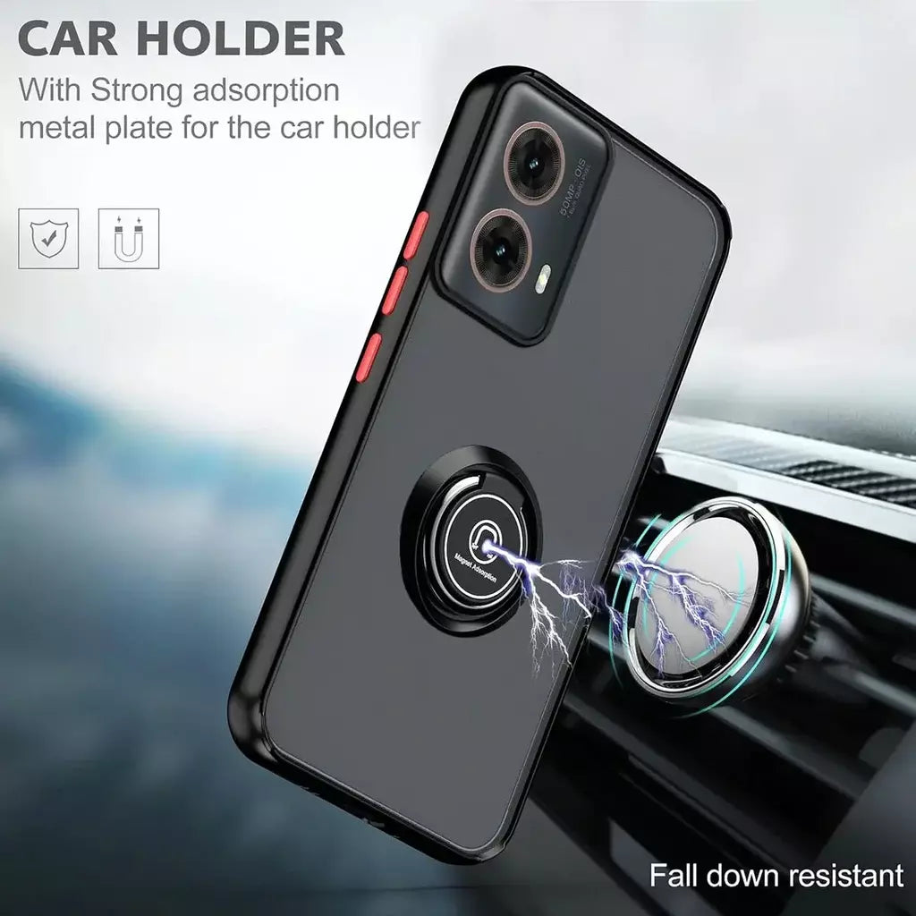 Armadura fosca caso para motorola moto g35 g55 g54 g84 g14 g72 g85 g75 g15 g05 g34 g24 s50 e13 g13 anel titular à prova de choque coque