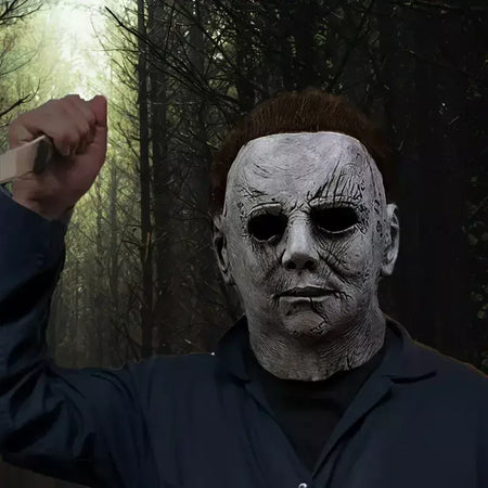 Halloween sobrancelha branca velho demônio máscara de terror casa fantasma sala de fuga mutante vampiro fone de ouvido rosto cheio vestir-se prop