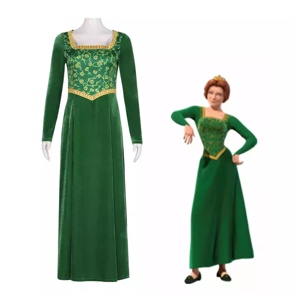 Anime princesa vestido verde fiona vestido shrek cosplay traje halloween fantasia festa terno roleplay para mulher adulta