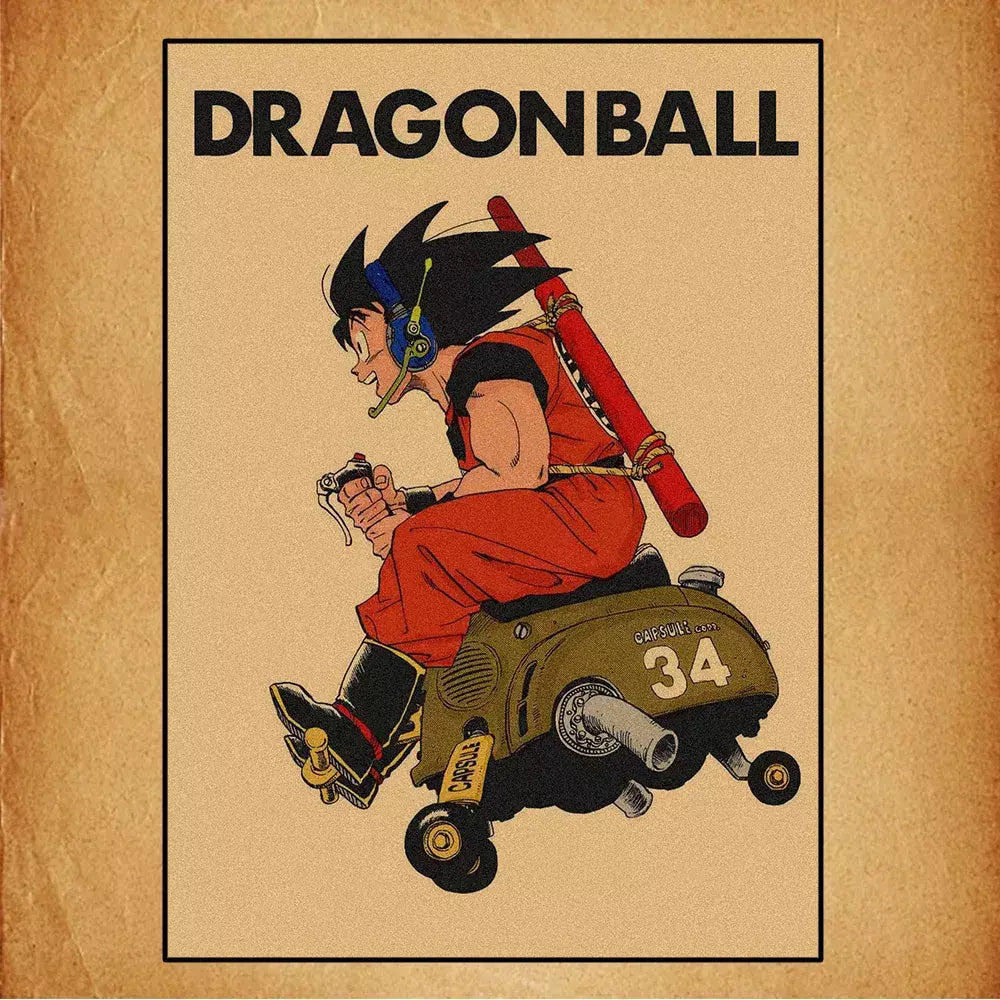 Japonês em torno do anime retro dragon ball cartaz goku gohan vegeta piccolo friza pintura em tela impressão arte da parede presente das crianças