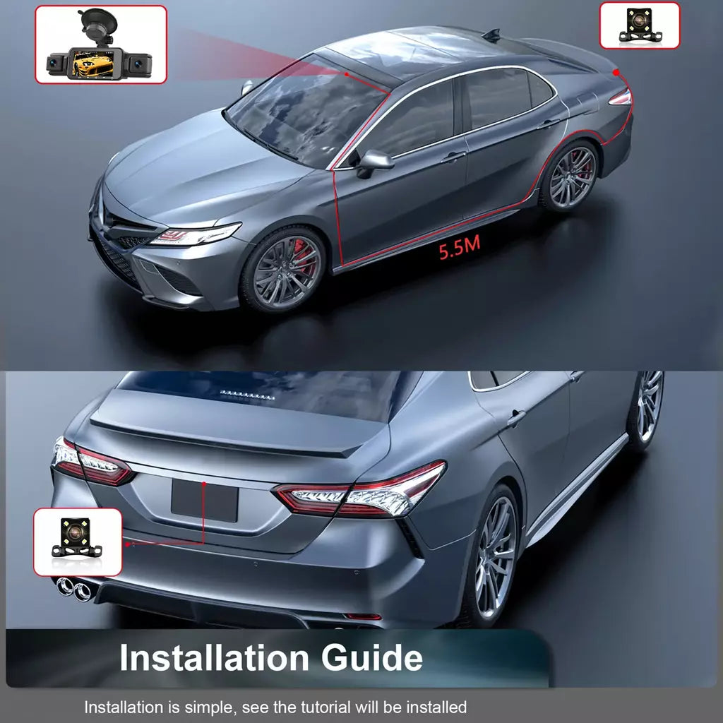 Dashcam para carros 4 canais caixa preta wifi câmera de condução fhd 1080p visão noturna gravação em loop adicionar kit de fio rígido acessórios do carro