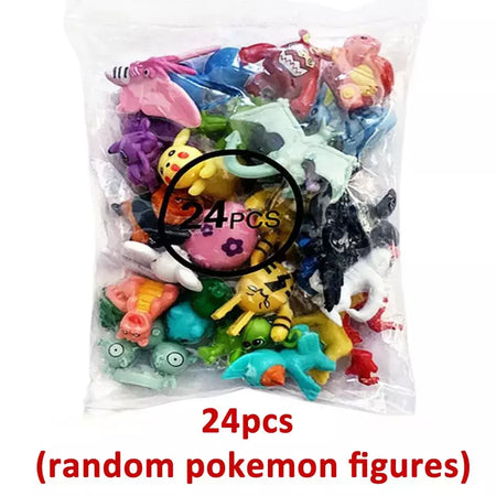 Pokémon Pikachu Mini Action Figure Model Toy para Crianças, Bonecas Coletivas Anime, Presentes de Aniversário, Não Repetindo, 24 Unidades, Conjunto, 2-3cm