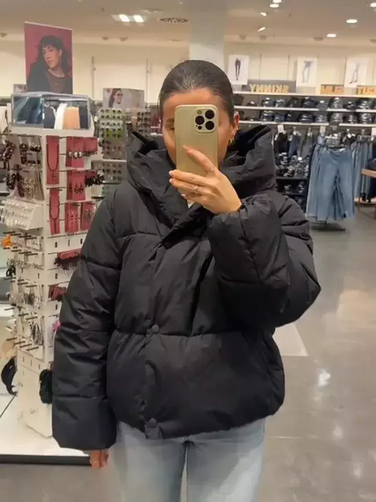 Inverno quente curto puffer jaquetas feminino solto parkas casaco moda com capuz pão jaqueta outwear algodão-acolchoado jaqueta