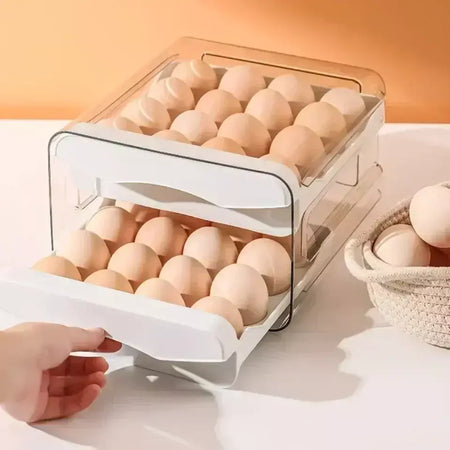 Rolagem automática ovo rack geladeira ovos caixa de armazenamento titular caixa de armazenamento ovo dupla camada gaveta-tipo caixa de ovos cozinha