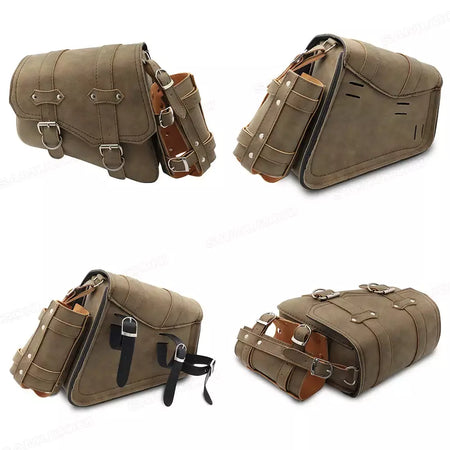 Bolsa de selim lateral de couro pu para motocicleta, adequada para harley sportster xl 883 1200 chopper cruiser cafe racer softail bobber