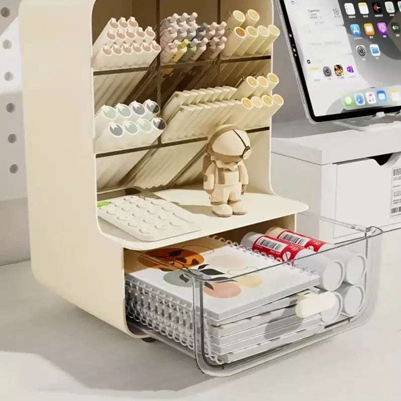 Suporte de caneta multicamadas, organizadores de grande capacidade, inserção inclinada, organizador de mesa, caixa de armazenamento, acessórios, material escolar de escritório