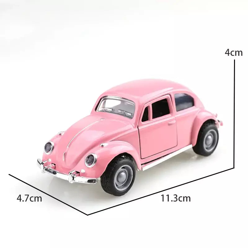 (Ensacado) 1:8 besouro clássico fofo, modelo de carro de liga, veículo simulado, carro de liga infantil, modelo de brinquedo de menino, enfeites de carro