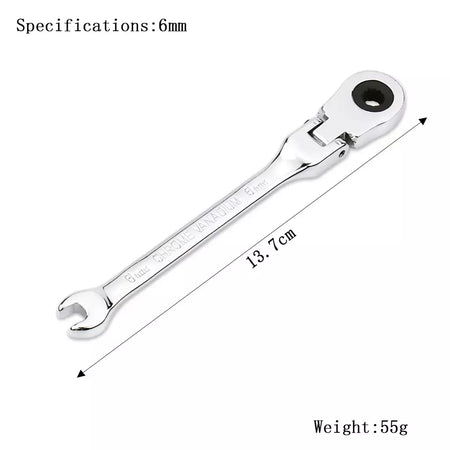 Chave de catraca de chaves, conjunto de ferramentas manuais, catraca de 72 dentes, cabeça flexível, acabamento espelhado, 6mm-27mm, reparo automático e doméstico, 1 peça