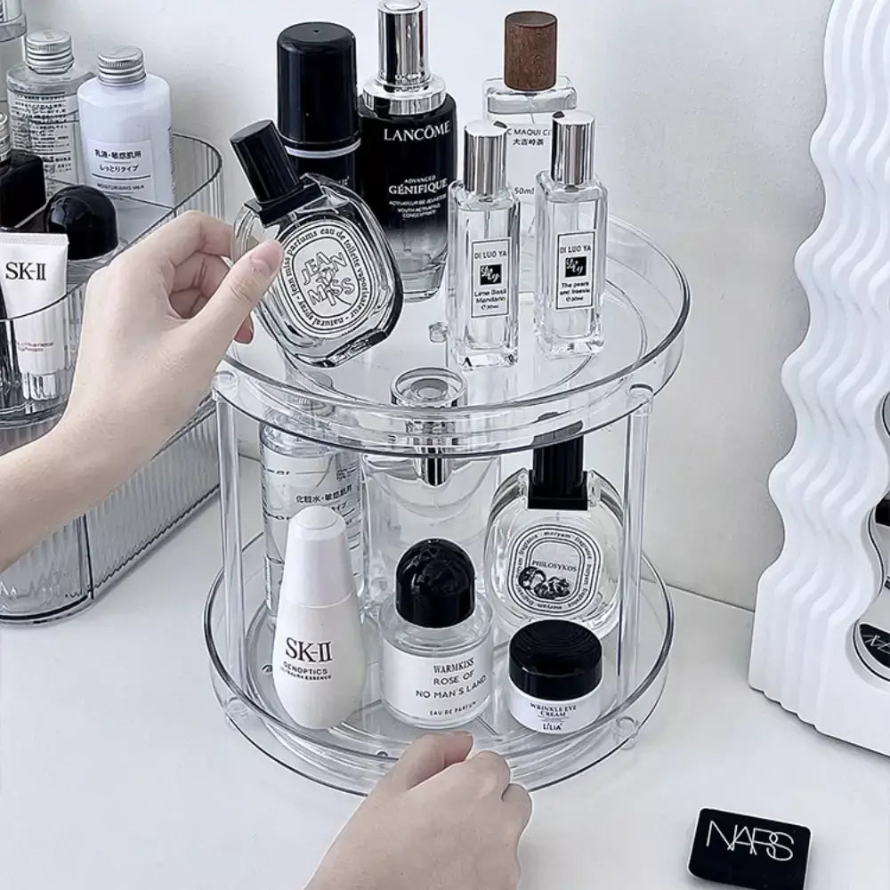 360 ° Rack giratório para cosméticos, prateleira para banheiro, grande capacidade, perfume, aromaterapia, cuidados com a pele, organizador de armazenamento de produtos