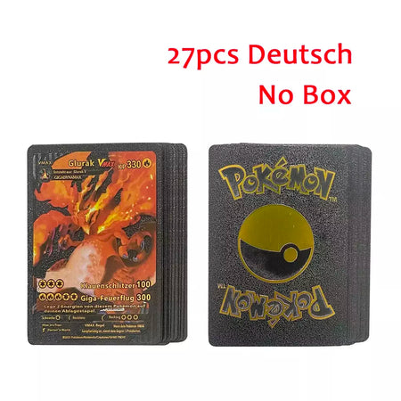 Novo 27-110 pçs cartas pokemon cartões francês inglês espanhol alemão folha de ouro silve cartões charizard vmax gx jogo coleção cartão