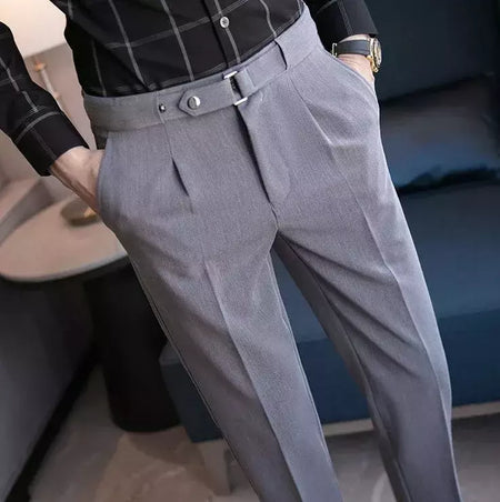 Calça de negócios justa masculina recortada, calça reta elástica, terno masculino de alfaiataria social, estiramento formal tressed, verão, 9 calças recortadas