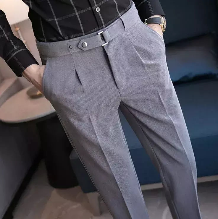 Calça de negócios justa masculina recortada, calça reta elástica, terno masculino de alfaiataria social, estiramento formal tressed, verão, 9 calças recortadas