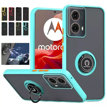 Armadura fosca caso para motorola moto g35 g55 g54 g84 g14 g72 g85 g75 g15 g05 g34 g24 s50 e13 g13 anel titular à prova de choque coque