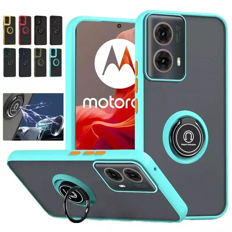 Armadura fosca caso para motorola moto g35 g55 g54 g84 g14 g72 g85 g75 g15 g05 g34 g24 s50 e13 g13 anel titular à prova de choque coque