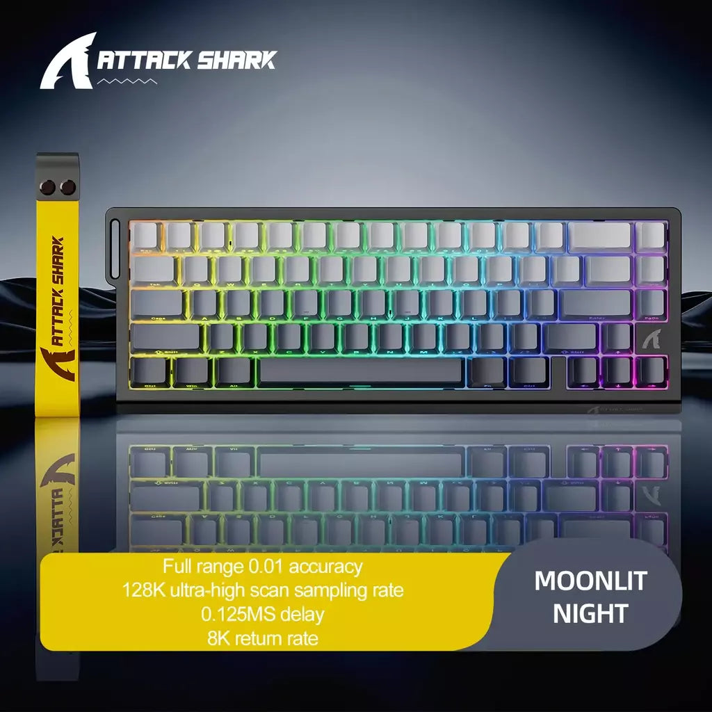 ATTACK SHARK X68HE Teclado Magnético Vermelho Com Fio Mecânico para Pro Gaming 0.01mm Trigg Rápido 8000Hz SOCD/Rs 0.125ms 128K Taxa