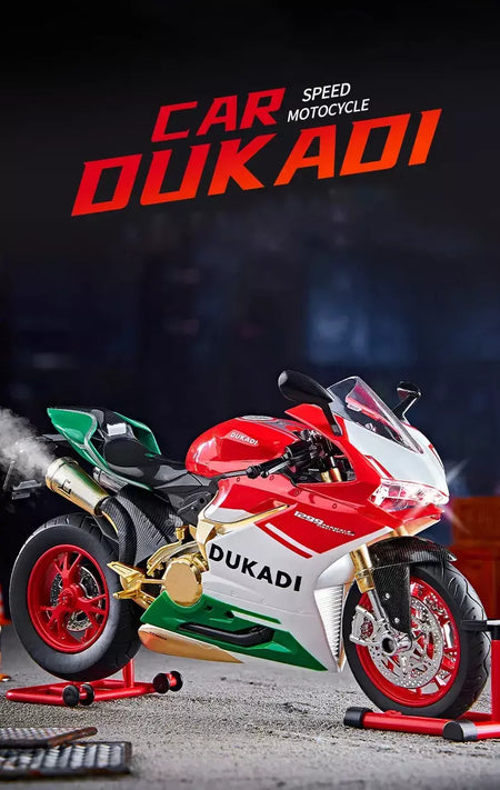 Chave começo 1:9 1199 panigale liga esportes modelo de motocicleta diecast pista corrida modelo de motocicleta com spray som luz crianças brinquedos