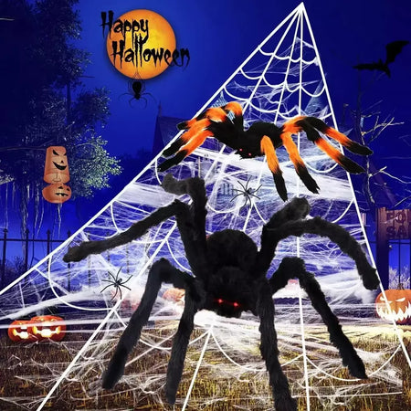 Halloween preto assustador aranha gigante enorme teia de aranha decoração de halloween para casa barra casa assombrada adereços férias decoração ao ar livre